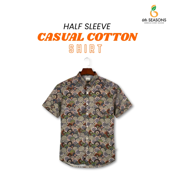 Half Sleeve Casual Cotton Shirt(Gray) - Gallery View 4
